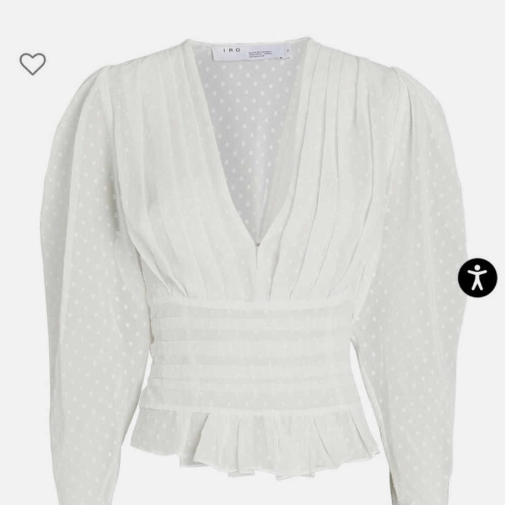 IRO Ciotapse Pleated Swiss Dot Blouse in White